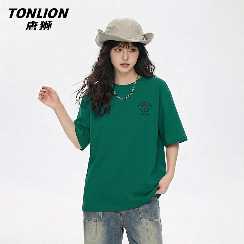 TonLion Women's Pure Cotton Loose-Fit Round Neck Short Sleeve T-Shirt