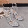 2025Women Sandals High-quality Stripper High Heels Shoes Transparent Platform Glitter Stiletto Shoes Wedding Luxury Designer