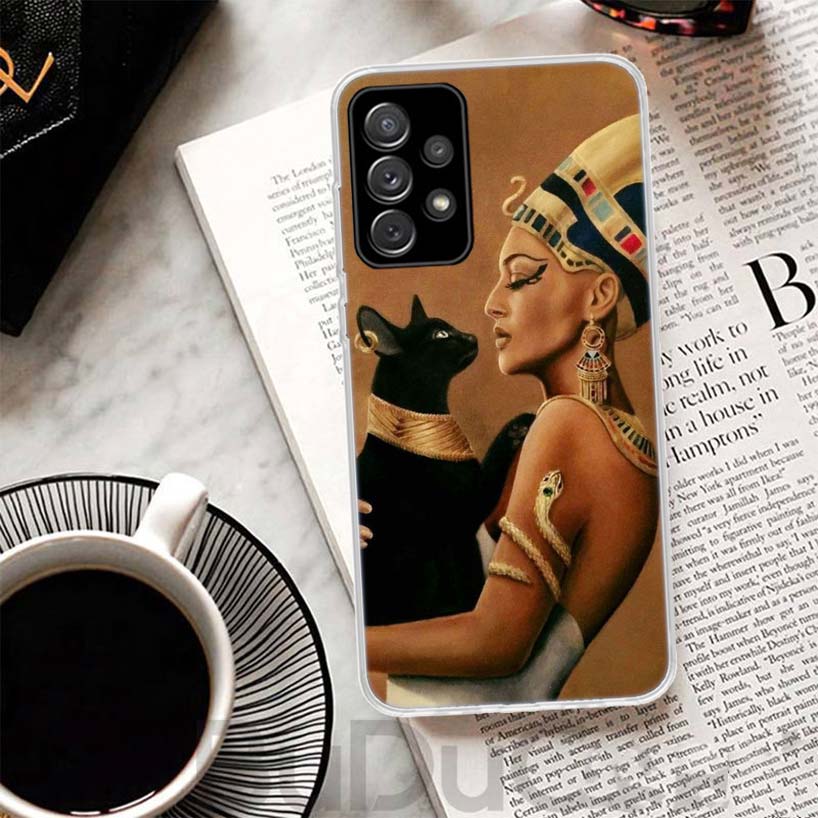 

Egypt Nefertiti Anubis Ankh Cat Cover For Samsung Galaxy A51 A50 A71 A70 Phone Case A21S A31 A41 A10 A20E A30 A40 A01 A11 A6 A7 Samsung A30S(A50S)