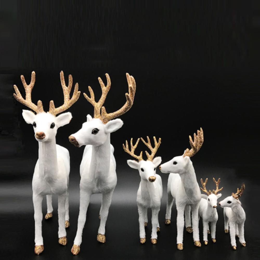 Plysch Simulering Jul Vit Rådjur Stående Jul Vit Älg Hjort Dockor Hem Fest Dekoration Dekoration