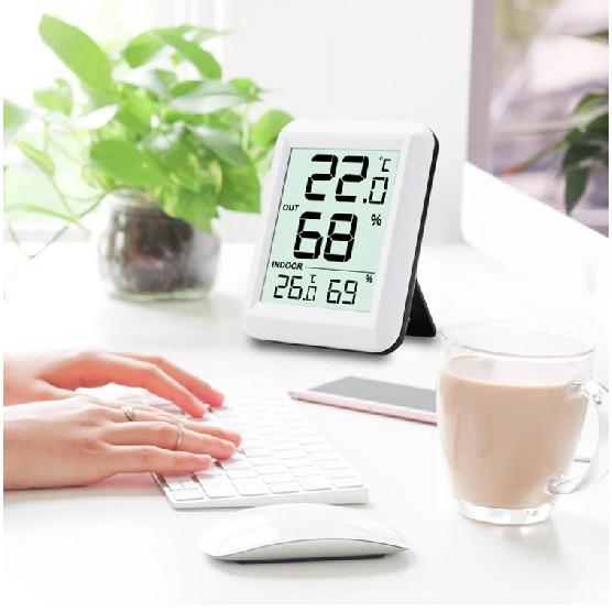 Termómetro Higrómetro Inalámbrico Habitación Bebé Pantalla LCD Digital Monitor de Temperatura y Humedad Estación Meteorológica Interior Exterior Sensor -40C
