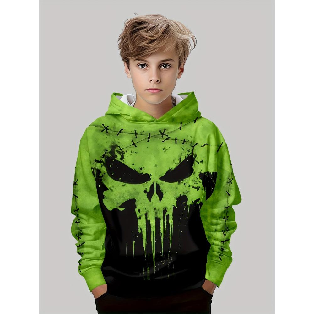 בגדי ילדים בנים קפוצ'ונים שרוול ארוך הדפס להבה תלת-ממדי בגדי ילדים אביב סתיו בגדים יומיומיים מסוגננים לבנים בנות טופים פולאובר