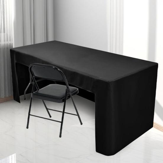 Fitted Tablecloth Polyester Open Back Table Cover Solid Color Washable Table Cloth for Meeting Party Wedding Banquet Birthday Decor