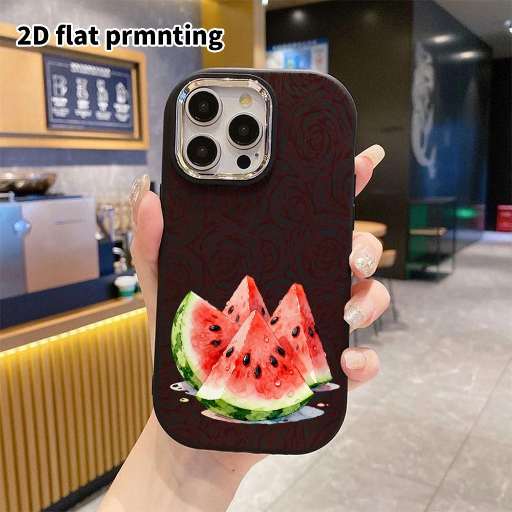 Phone Case: 2D flat design suitable for iPhone 18 17 16 15 14 13 Pro protective case, couple style, watermelon slice, Christmas and Halloween gift