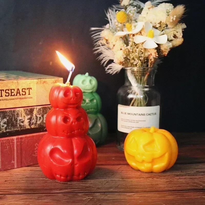 Halloween Kreativ Håndlaget Gresskarlys Silikonform DIY Lyslaging Såpe Resin Sjokolade Bivoksform Julegaver