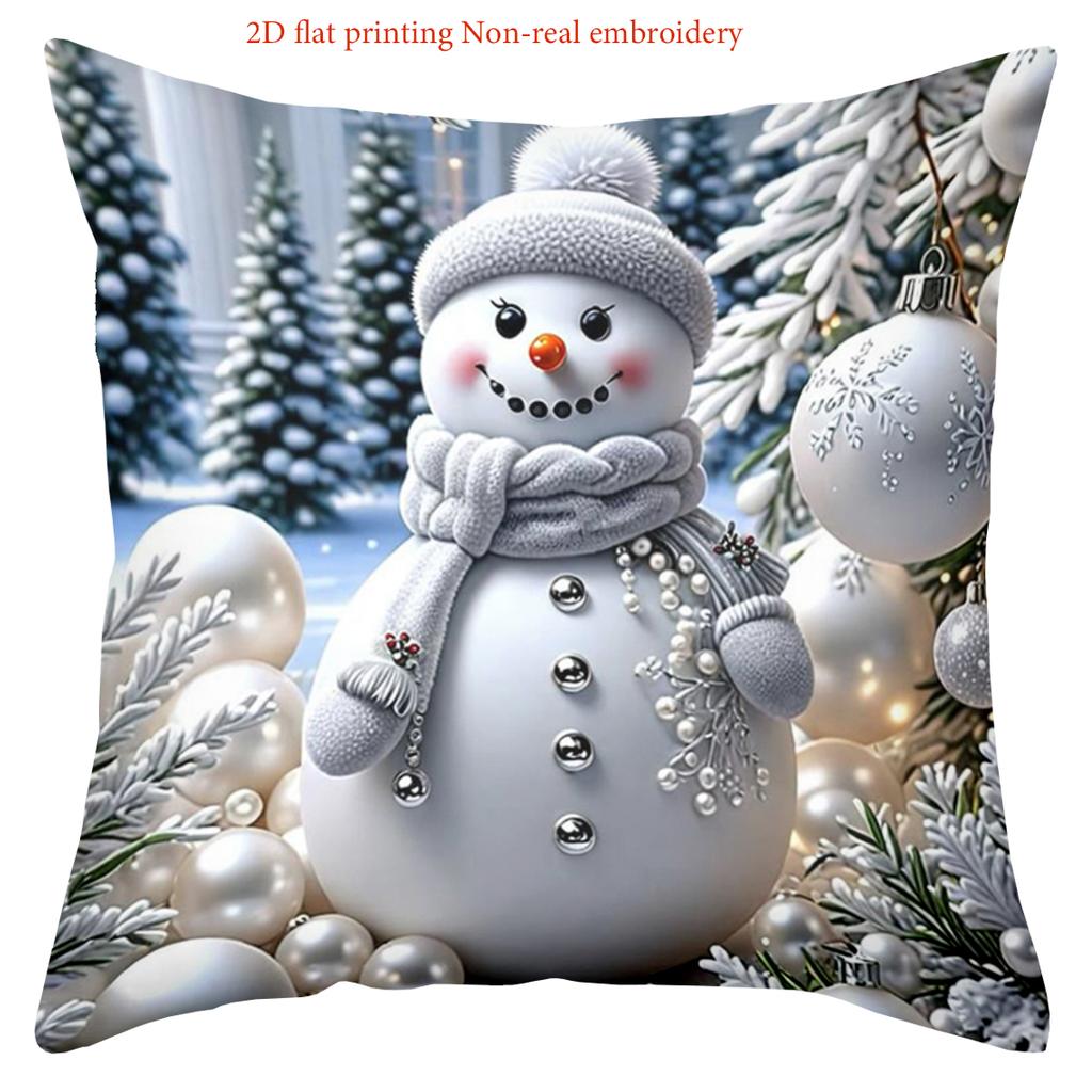 Christmas Snowman Pillow 2D Flat Printed Decorative Polyester pillowcase, sofa decorative cushion cov Headboard Pillow