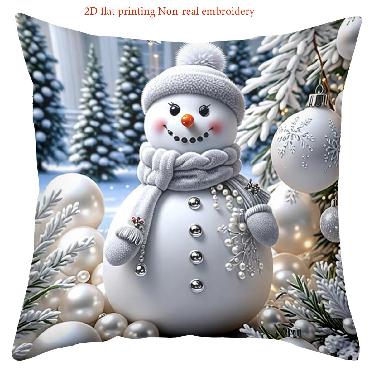 

Christmas Snowman Pillow 2D Flat Printed Decorative Polyester pillowcase, sofa decorative cushion cov Headboard Pillow 45x45cm