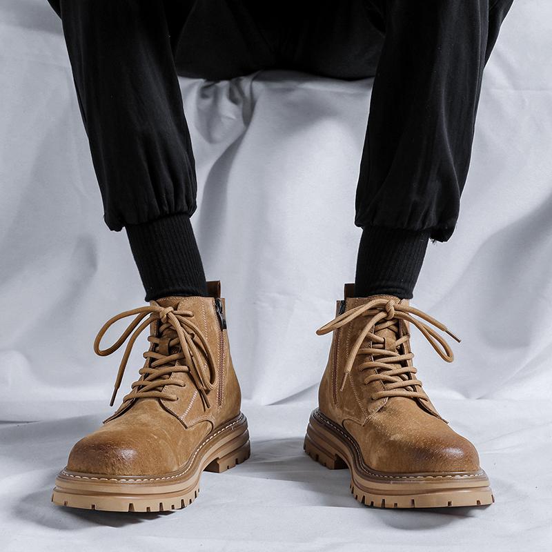 Luxury Brand Men Casual Boots High Quality Leather Men Ankle Outdoor Non-slip Desert Boots Shoes Male British Style Cowboy Boots