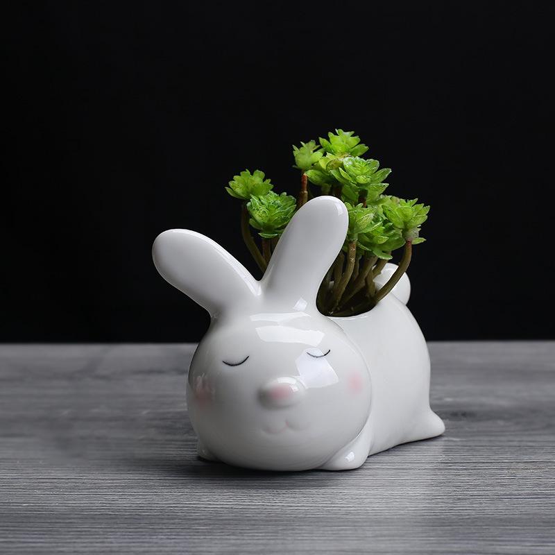 Creative Home Gardening Ceramic Succulent Flower Pot, Cute Desktop Potted Plant New Animal Ceramic Flower Pot Ornament