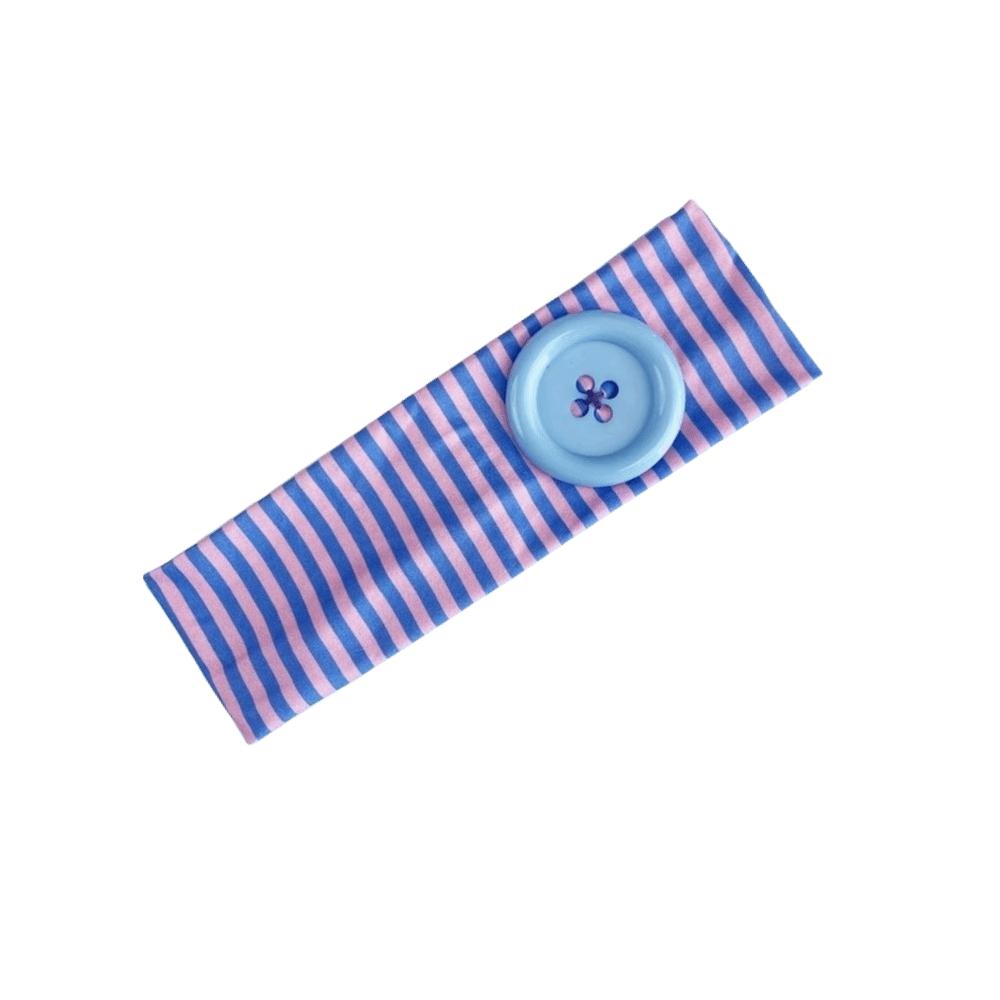 Oversized Button Sports Striped Printed Headband Stretch Fabric Fitness Hairband  Daily Wear