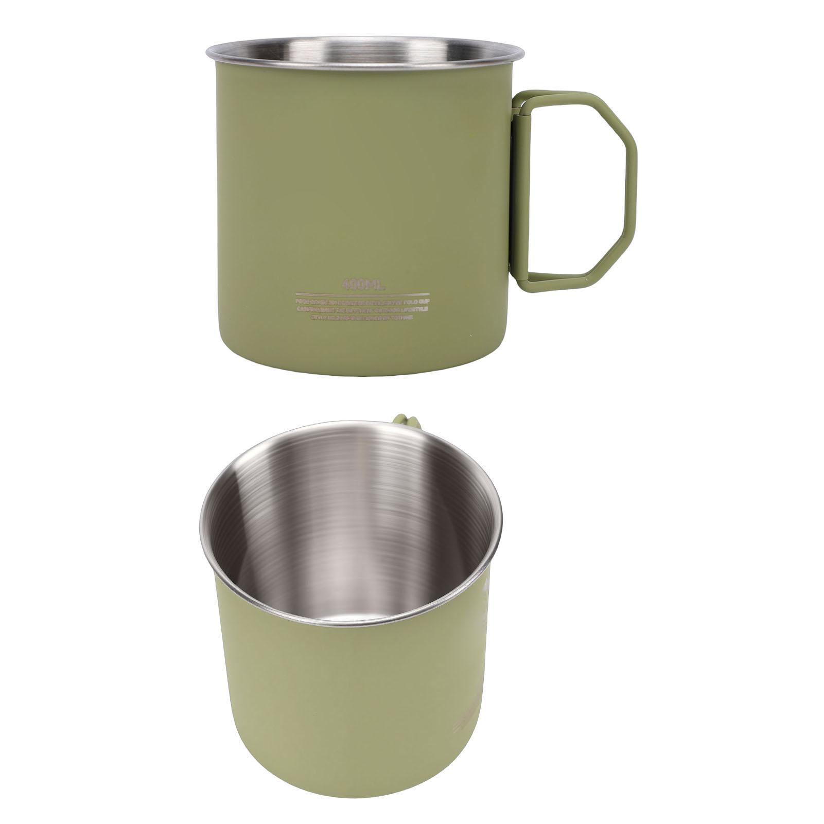 

Camping Mug 400ml Capacity 304 Stainless Steel Foldable Handle Portable Water Cup for Outdoor Picnic