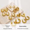 European Retro Simple Titanium Steel Twisted Braid Ear Cuff and Stud Earring for Women