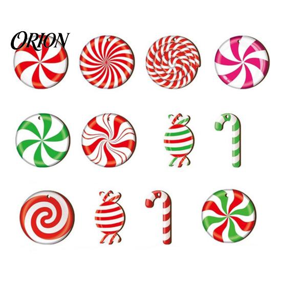 Christmas Tree Pendant Set 12/24/36Pcs Candy Cane Ornaments, Wooden Xmas Decor with Red Green Hanging Ornaments Striped Color, Holiday Decorations for