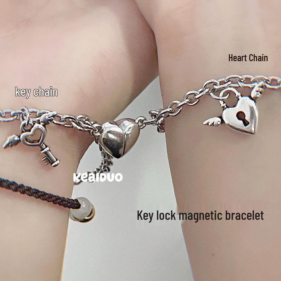 Magnetic Heart Key Lock Bracelet for Couples & Best Friends - Perfect for Long-Distance Relationships