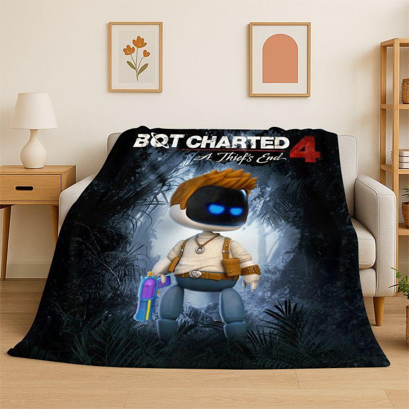 Coperta morbida in flanella A-Astro Bot Robot Cartone Animato, Coperta Accogliente per Letto, Divano, Poltrona, Camera da Letto, Soggiorno, Viaggio, Campeggio