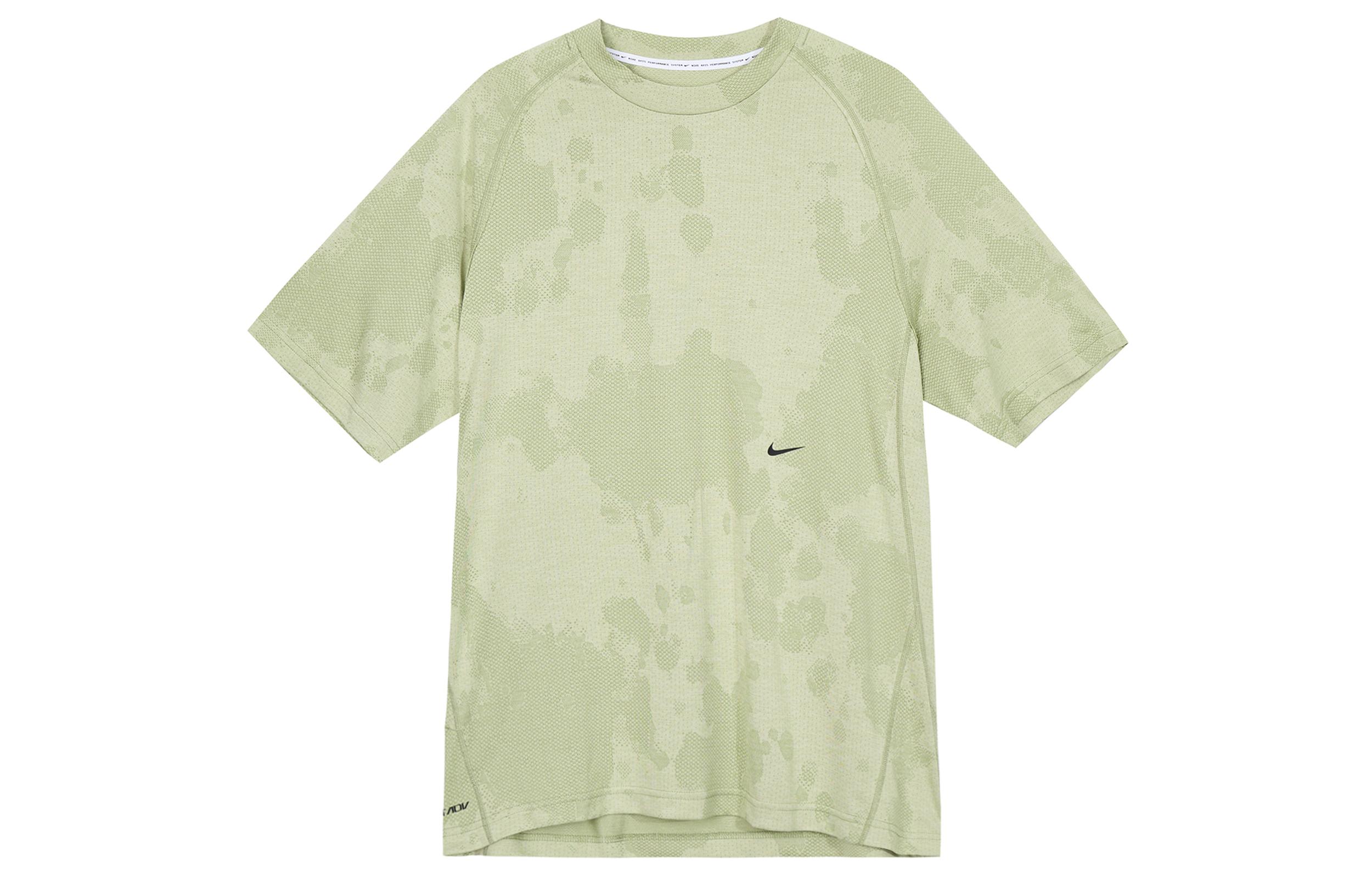 Nike T Shirts Men s Green Crew Neck Moderate Straight Fit DX6955-371 M