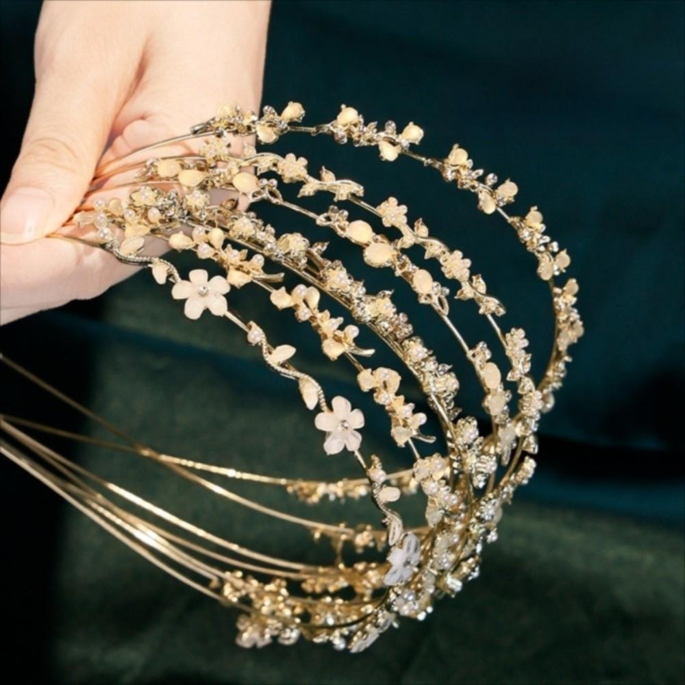Pearl Rhinestone Flower Hairband Elegant Bow Crystal Tiaras Bridal Princess Crown Birthday Party
