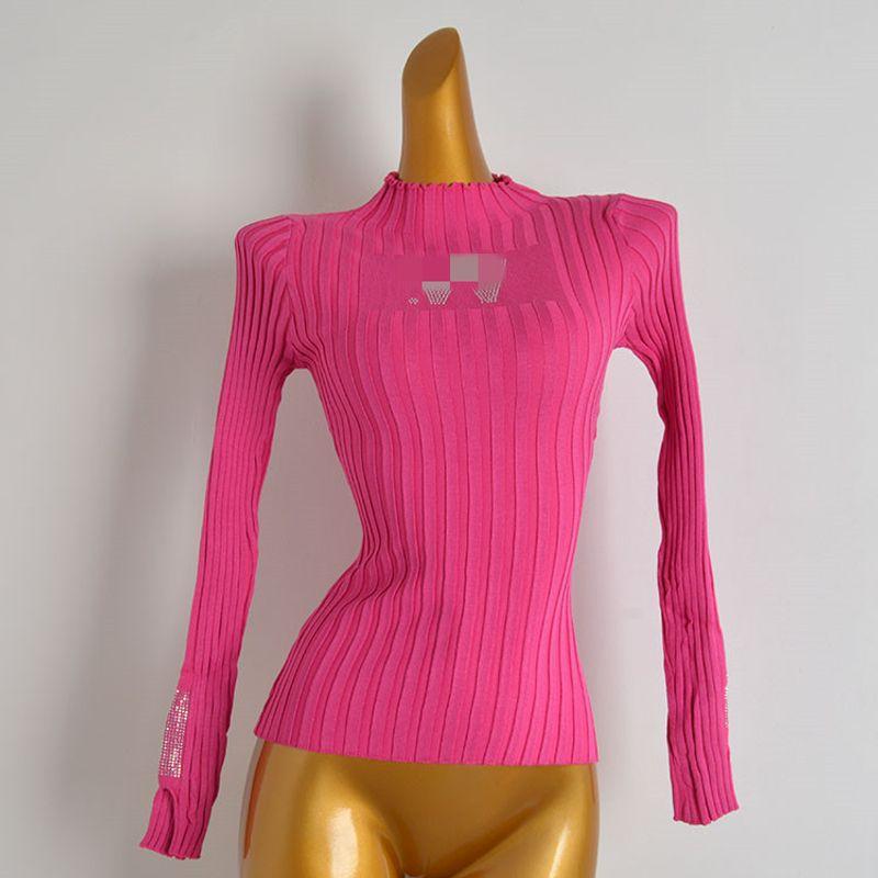 French Style Half Turtleneck Pullover Rhinestone Long Sleeves Bottoming Shirt Women's Clothing Spring & Fall New Arrival Silm Slimming Sweater Tops