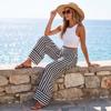 Pantaloni Larghi Estivi a Righe da Donna Vita Elastica Pantaloni Casual con Tasche Leggeri Vestibilità Larga Pantaloni da Spiaggia