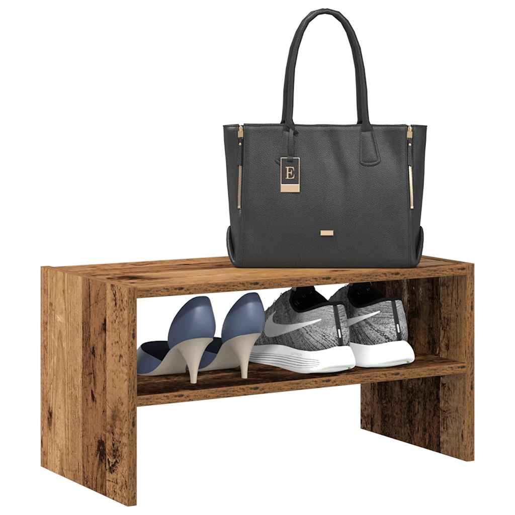 Stackable Shoe Rack Vintage Wood Look 60 X 30 X 30.5 Cm