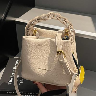 Handbag Women's New Fashion Soft Leather Bucket Bag Versatile Casual Shoulder Crossbody Bag