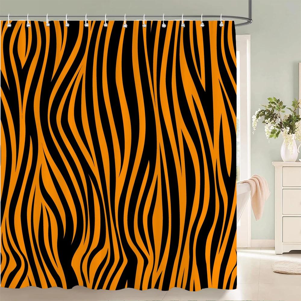 1PC leopard Printed Shower Curtain Home Bathroom Decoration Printing Polyester Fabric Modern Bath Curtains With Hooks