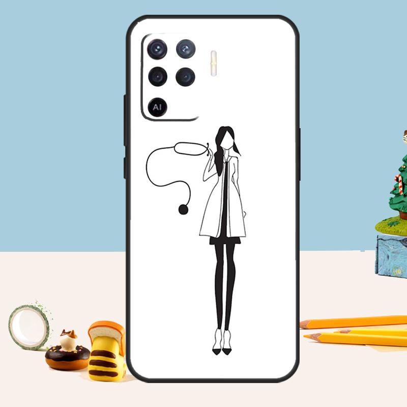 Cartoon Arzt Krankenschwester Hülle Für Oppo A54 A74 A94 A80 A60 A40 A18 A38 A58 A78 A98 A96 A76 A16 A15 A17 A57 A5 A6 Pro