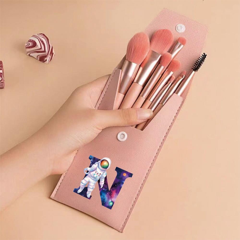 Premium Makeup Brushes Kit 8 Pieces Portable Blush Concealer Eyeshadow Brushes Synthetic Bristles Astronaut Letter Pattern
