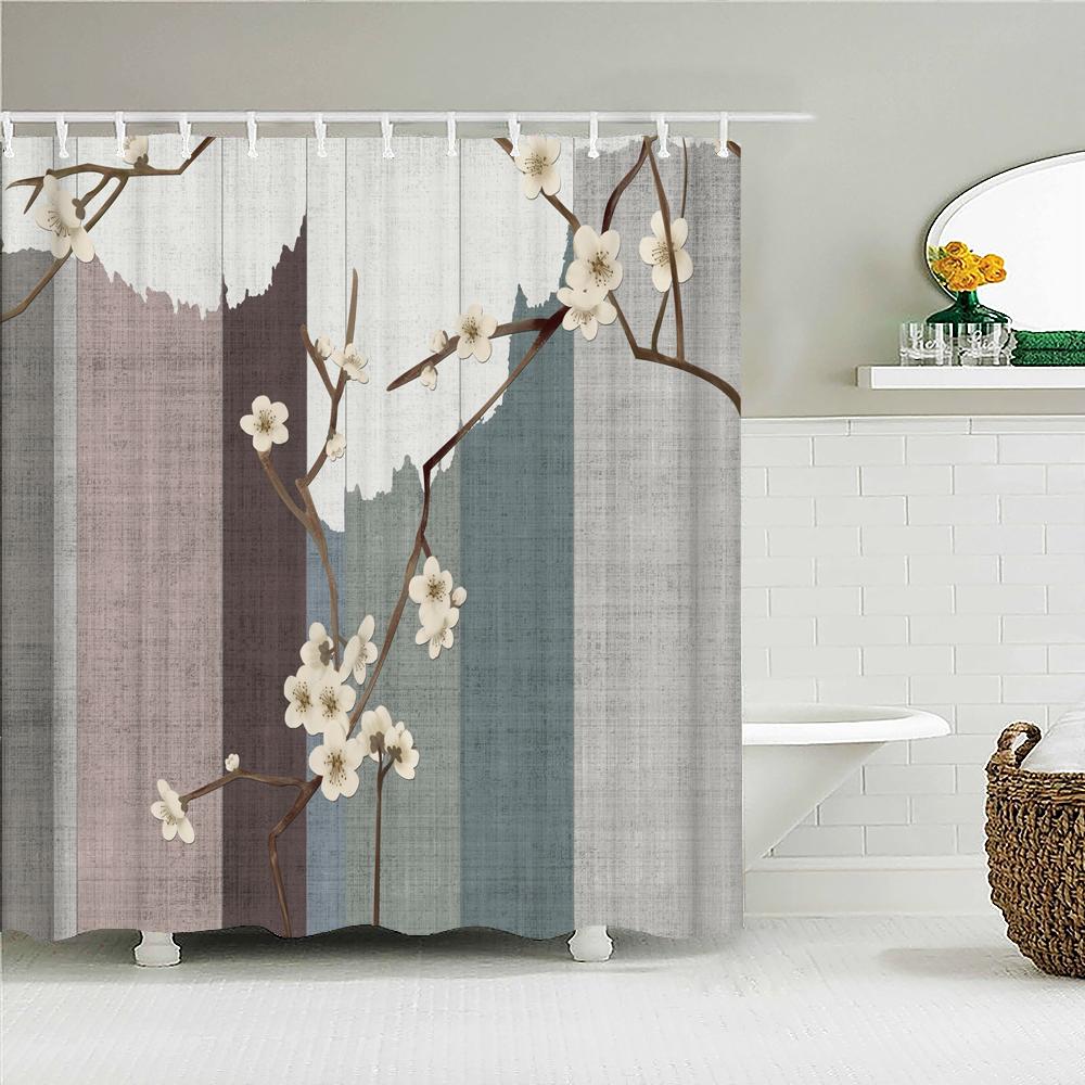 Waterproof Polyester Fabric Shower Curtain Japanese-style Waves Samurai Landscape 3d Printing Bathroom Decor Shower Curtains