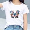 Kids Cotton T Shirt Blue Colorful Floral Butterfly Print Crew Neck Short Sleeve Tee Casual Boys Girls Summer Tops