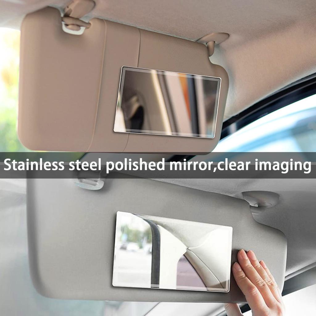 Car Visor HD Vanity Portable Seat Back Stainless Steel Universal Car Interior Vanity Mirror Mirror, Self-Adhesive Mirror,