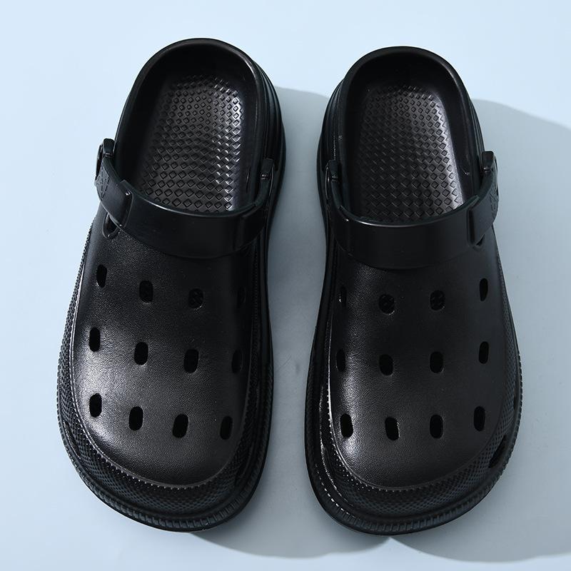 Hole shoes women's summer height increase versatile wear-resistant bag head drag wear non-smelly feet solid color light cool slippers