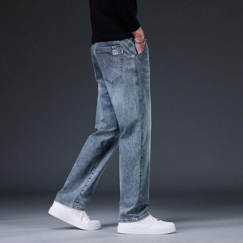 Stretch Jeans Men's Loose Straight Casual Large Size Pants Summer Construction Site Work Wear-resistant Work Pants