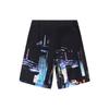 Li-Ning Skateboard Series Color-Block City Street Print Mid-Waist Zip Straight Casual Shorts Men Bottoms Black AKSS121-2