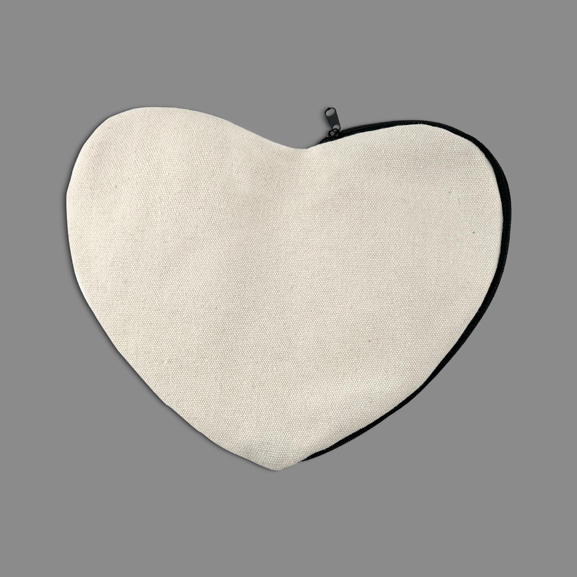 

5pcs/set Heart Blank Diy Zipper Bag Canvas Pencil Case Makeup Bags Cosmetic Pouches Pencil Stationery Organizer Craft Supplies