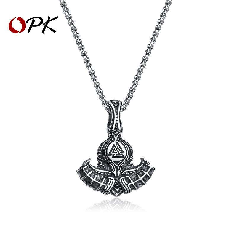OPK Tomahawk Titanium Steel Pendant Necklace Man