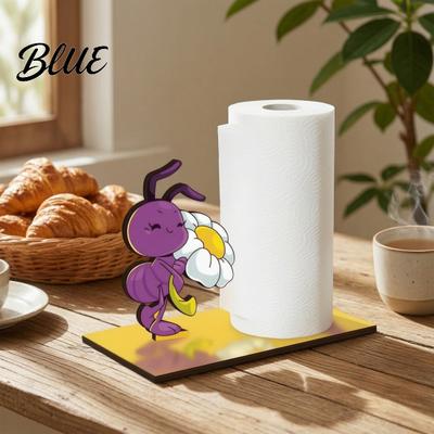 Vertical Paper Roll Dispenser Towel Holder Cute Cartoon Ant Design Sturdy Wooden Unique Kitchen Table Decoration for Countertop Counter Tissue Stand