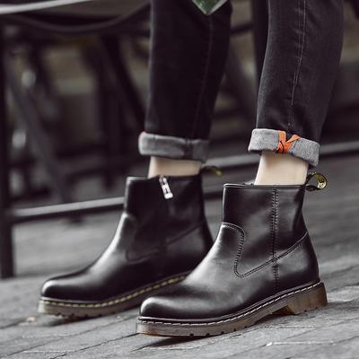 Lovers Shoes Spring and Autumn Men's Boots Genuine Leather Short Round Toe Brushed British Style Chelsea Boots Women's Shoes