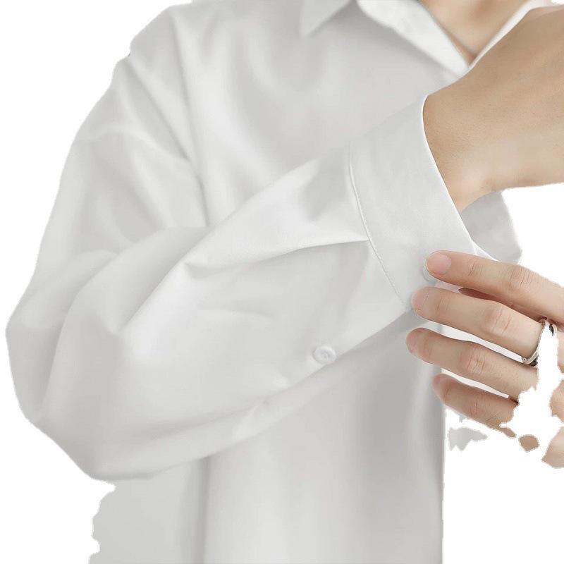 Men's Trendy Black Long Sleeve Korean Style Jacket - Spring/Autumn Casual White Shirt Alternative