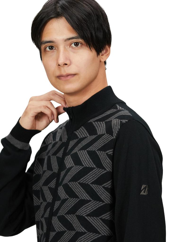 Bridgestone Golf Men's ZGM01B Open-Front Sweater, Black