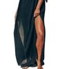 Irregular Cover-Up Dress Boat Neck Side Split Mid-calf Length Swimwear Dress for Beach
