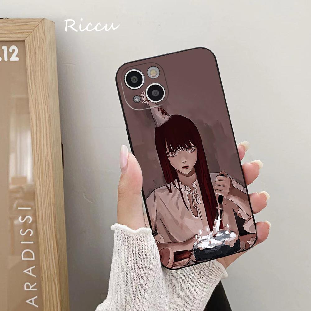 

Мягкий чехол для iPhone 14 с аниме «Человек бензопилы Makima» для Iphone 14 11 12 Pro 8 7 Plus X 13 Pro MAX SE2020 XR XS RICCU, мягкие чехлы iphone 14