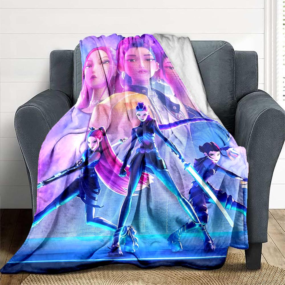 1PC K POP Demon Hunters, Huntrix Blanket, Throw For Sofa, Bed, Travel, Camping, Livingroom,