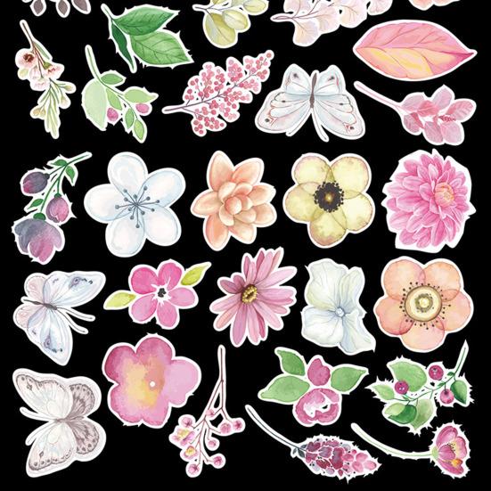 50 ks květinové nálepky Vodotěsné opakovaně použitelné nálepky na scrapbooking