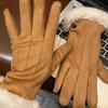 Suede Brown Plush Gloves for Women in Autumn and Winter Thickened and Velvet To Keep Warm and Cold Proof for Students To Ride Outdoors