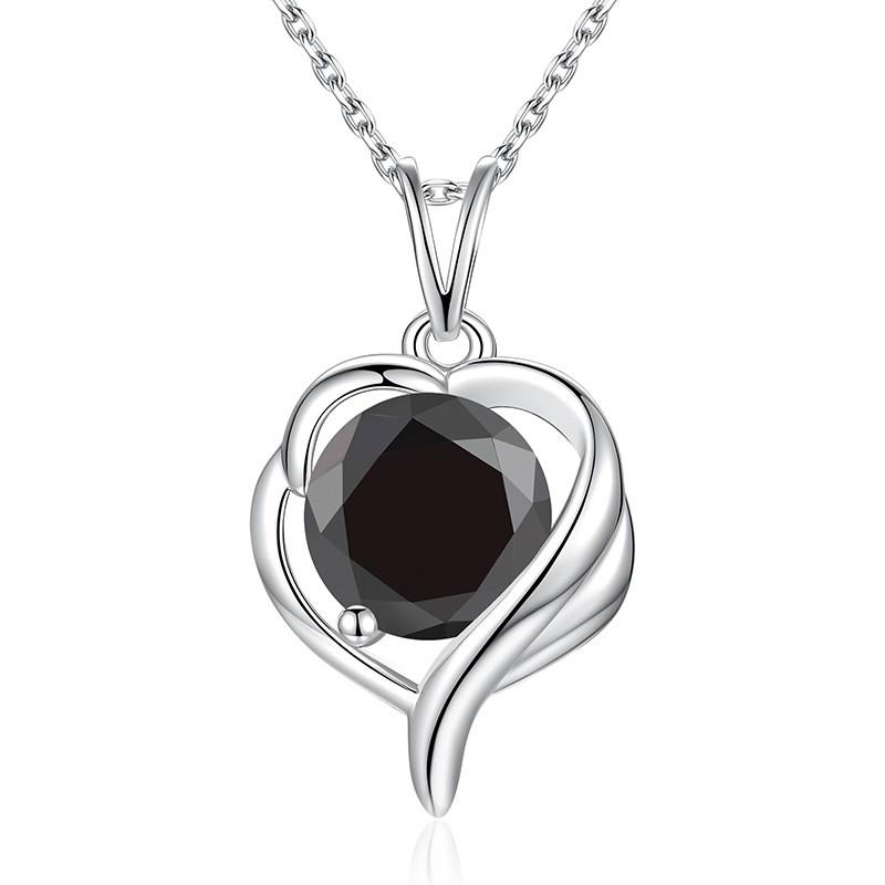 V Necklace Color Moissanite 1ct Simple Heart Pendant Women