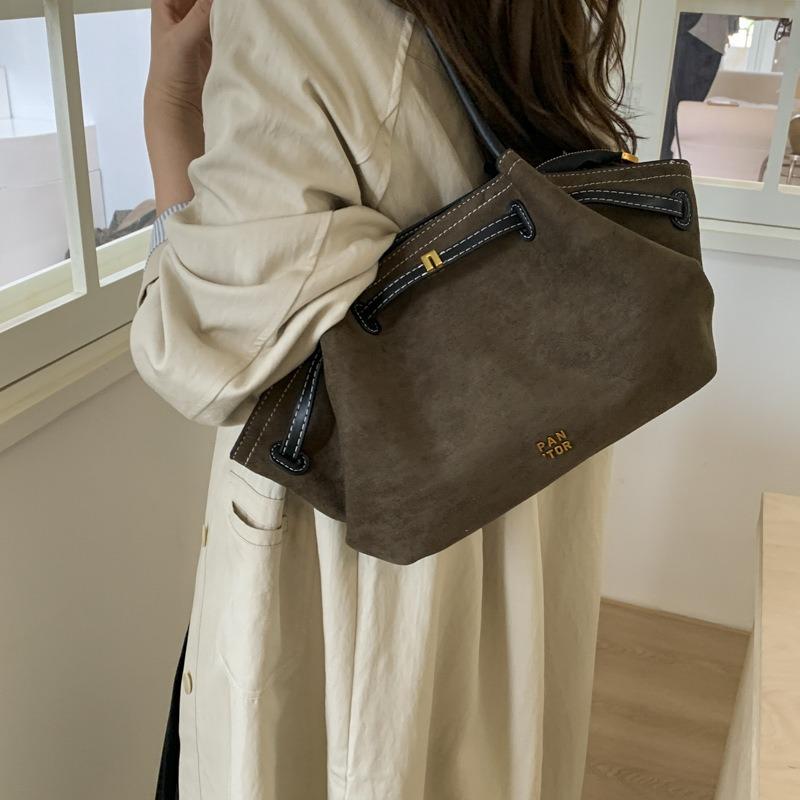 Large Capacity Vintage Suede Fashion Commuter Simple Autumn Shoulder Portable Tote Bag