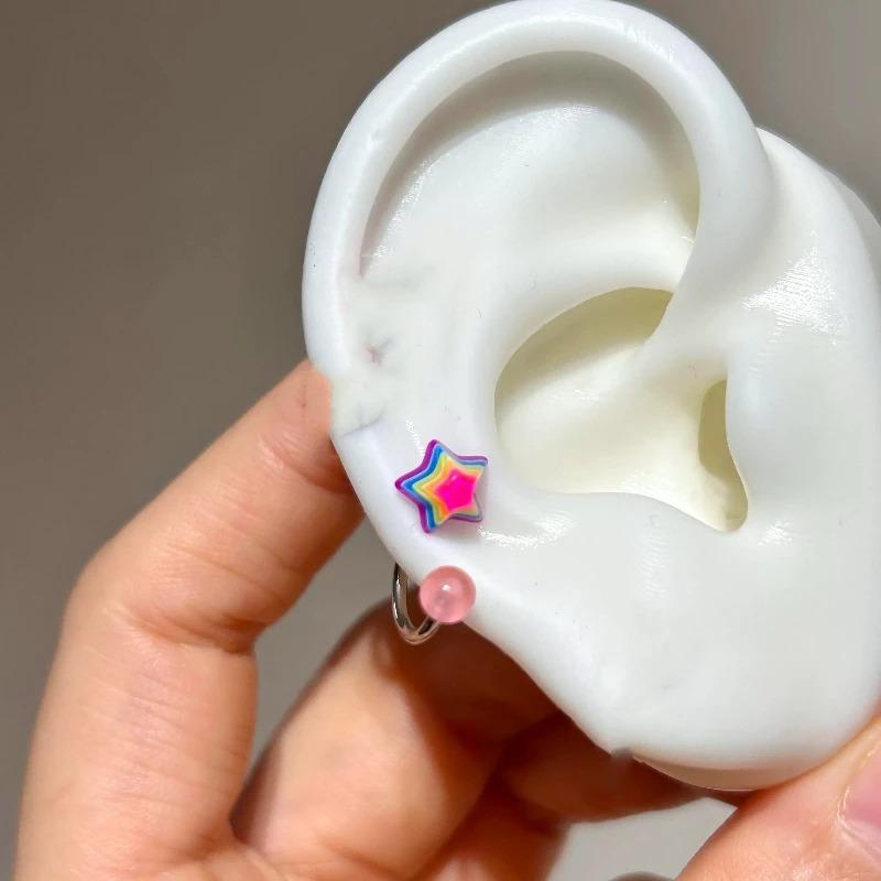 1PCS Cute Heart Arrow Pink Zircon Ear Bone Nail New Fashion Y2K Punk Small Earring for Women Girl Cochlea  Party Gift