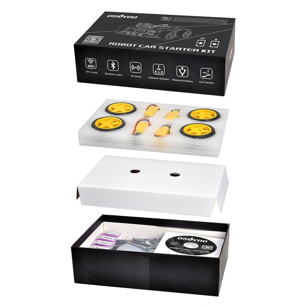 OSOYOO Open Source Robot Car Electronics Starter Kit with Arduino Ultrasonic Obstacle and Android App Educational Robot Tutorial, Measurement,