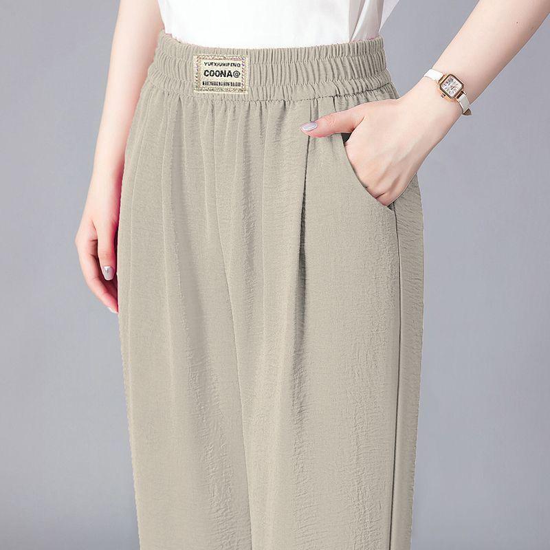 Summer High-Waist Elastic Pants for Middle-Aged & Elderly Women - Straight-Leg, Casual, Loose-Fit, Plus Size